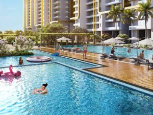 Godrej Tycoon Sector 53 Gurgaon luxury swimming pool with sun deck, landscaped surroundings and premium high-rise towers